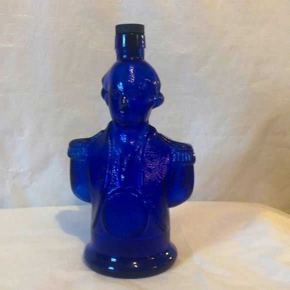 George Washington cobalt decanter cork top VTG Philadelphia PA Jacquin Co. - Picture 1 of 9